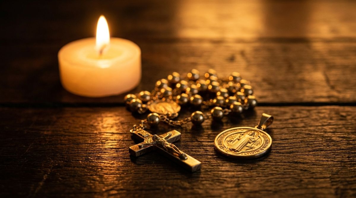 Joia Religiosa para a Romaria de Trindade: Terço e Medalha de Ouro