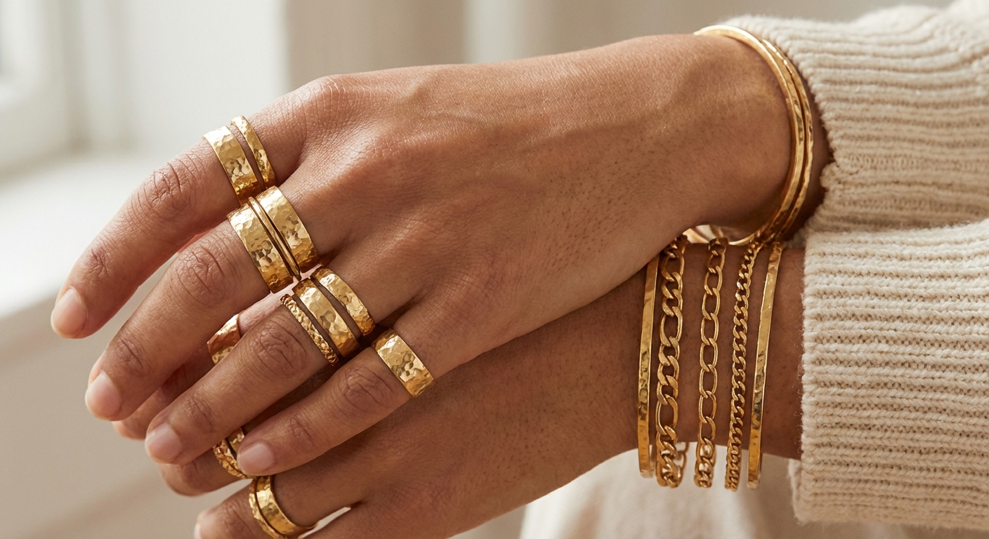 Layering de Joias: Como Empilhar Anéis, Colares e Pulseiras com Elegância